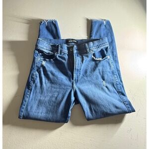 EXPRESS Jeans Womens High Waisted Skinny Distressed Blue Denim Size 12R